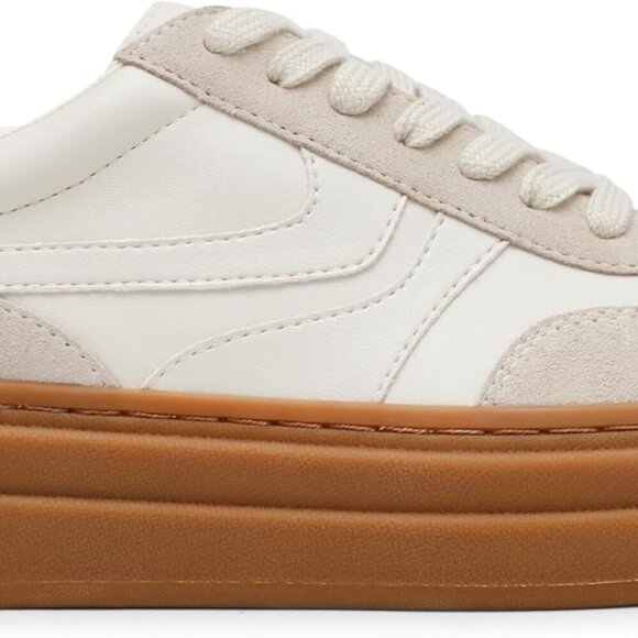 Women's Sneaker Suede Leather 7.5 Bone Multi Lace-up Casual Athletic - Picture 6 of 7